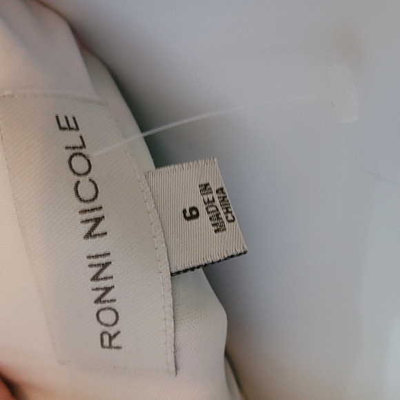 Ronni Nicole Fitted Stretch Abstract Blue White Print Dress 6 - Picture 4 of 6